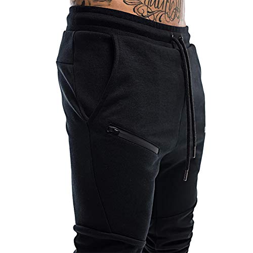 Wangdo Calça masculina de corrida justa, calça de moletom atlética afunilada para treino, corrida, a