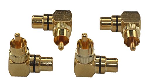 Adaptador RCA ángulo 90° macho a hembra 4 piezas miniatura 1