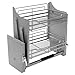 sheungtong Pull Down Shelf for Upper Cabinet, 2-Tier Heavy Duty Pull Down Organizer, 22lbs Capacity Pull-Down Dish and Spice Rack, Fits 22.1-22.4 Inch Cabinet Width, Dark Grey