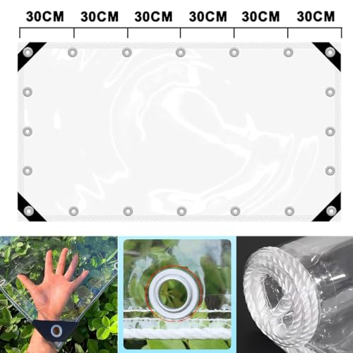 Lona impermeable con ojales 1.6x2.2m resistente para cubierta transparente exterior 3