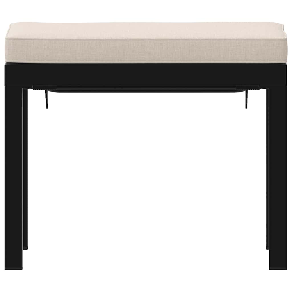 Taboret ogrodowy z poduszką ze stali malowanej proszkowo, czarny, 55 x 55 x 39,5 cm, 3-stopniowa regulacja wysokości, nośność 110 kg, na taras, balkon, patio, salon