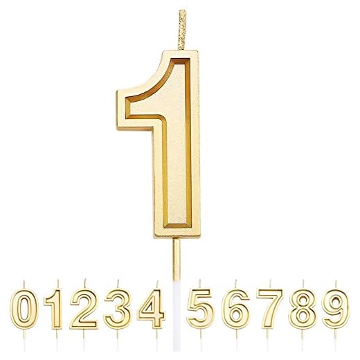 URAQT Velas Cumpleaños Número 1, Velas de Pastel de Cumpleaños, Velas Doradas para Cumpleaños/Aniversario de Bodas/Fiesta de Graduación, Número 0-9 para Elegir…