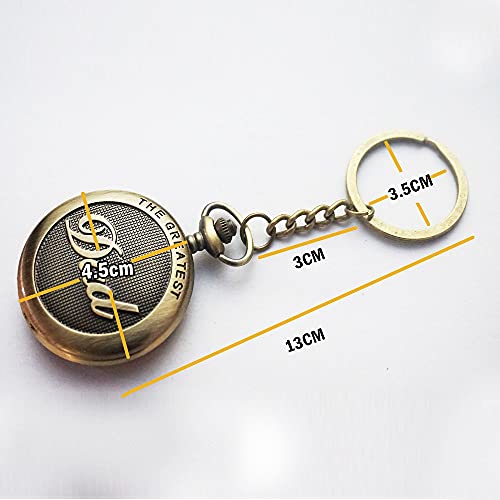Image of AUGEN Pocket Watch Metal Keychain Dad Design Retro Vintage for Gifting With Key Ring Anti-Rust (Pack Of 1)