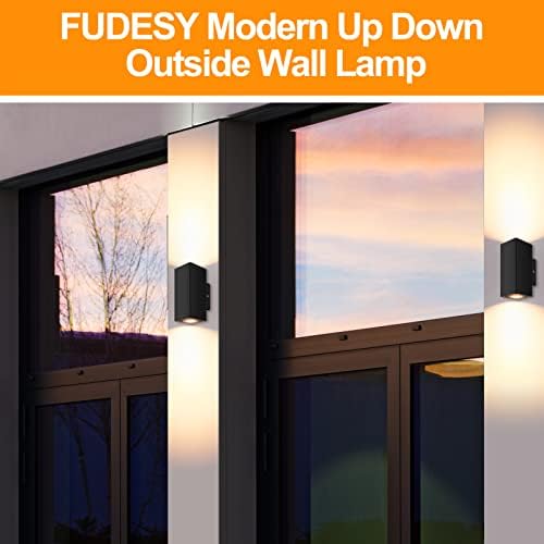 FUDESY Outdoor Wall Light, Up Down Outside Wall Lamp, IP54 Waterproof GU10 Base Max 7W Plastic Exterior Wall Sconce Mains Powered for Front Door Patio Terrace Hallway Porch Post Garage, 2 Pack