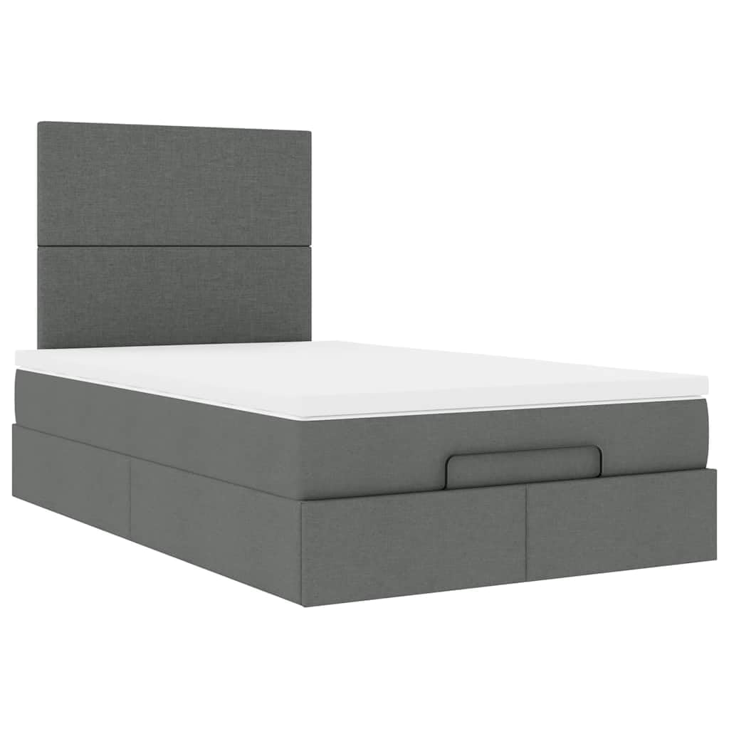 Cama otomana con colchón, 120 x 200 cm, color gris oscuro, núcleo de muelles ensacados, superficie de descanso para dormitorio, habitación juvenil, habitación de invitados