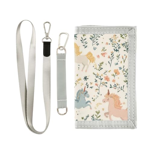 ALAZA Kids Wallets for Boys Girls Toddler Trifold Wallet Children Small Unicorns Floristic with Zipper Coin Pocket