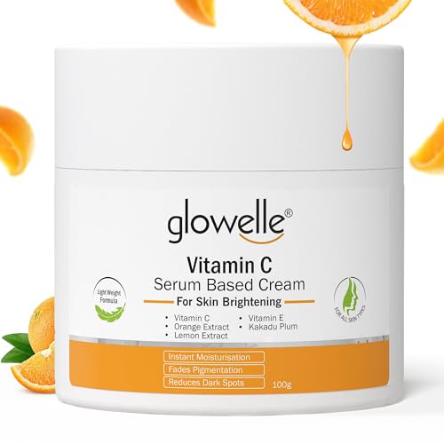Image of Glowelle Vitamin C Serum-Based Cream for Skin Brightening | Fades Pigmentation, Dark Spots & Reduces Dullness | For Women & Men | 100g