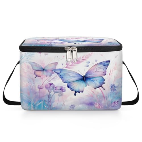 GzLeyigou Bright Butterflies Lunch Bags for Women Men 9 Cans, Hot & Cold Food Delivery Bag Insulated Grocery Bag Insulated Lunch Box Butterfly Cooler Bag for Office Work Picnic Beach