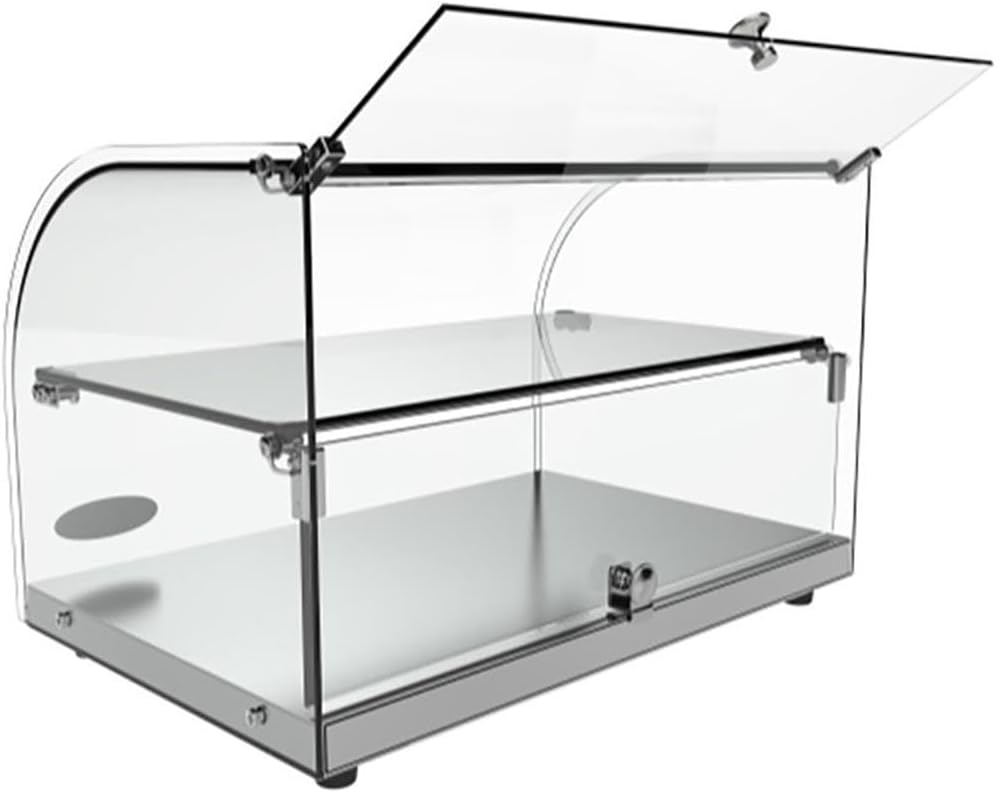 Pemberly Row 22" 2-Shelf Bakery Display Case, Stainless Steel Base, Clear Tempered Glass, Countertop Pastry Holder for Muffins, Cookies, Donuts, Coffee Shop or Bistro Use