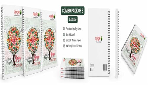 Image of Suman Enterprises Spiral Notebook Set of 3 A4 Size 400 Pages Each Ruled Pages Durable Cover Office School College Writing Notebooks | (3, A4 Size-400 Pages)