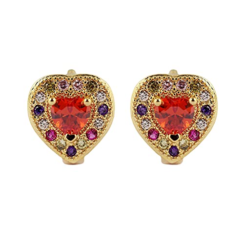 Boucles d'oreilles en Or Jaune 9K, le cœur vintage qui célèbre l'amour avec la pierre de cannelle