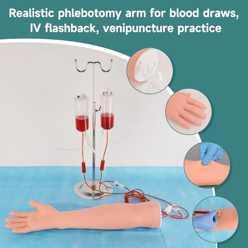 Image of Phlebotomy Practice Kit, IV Practice Arm with Veins, Blood Draw & Venipuncture Training for IV Insertion Practice, IV Injection Practice Kit for Medical Education and Demonstration Only
