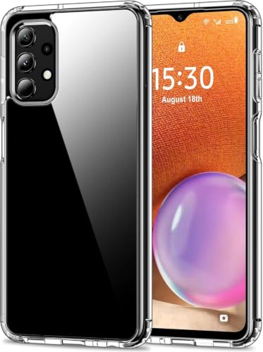 Image of ClearPC Clear Hard PC Case for Samsung Galaxy A32 4G, Anti-Yellow Transparent Back Cover, Anti-Scratch, Raised Camera Protection, Shockproof, Wireless Charging Compatible, NonYellowing (Clear)