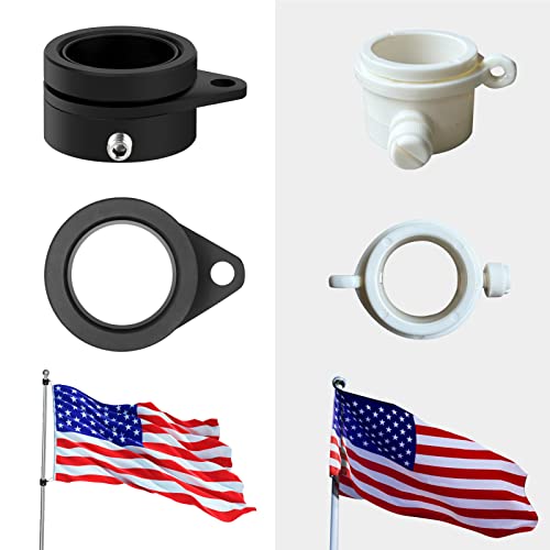 Flag Win Flagpole Ring Set, Aluminum Alloy Flag Pole Rings Anti Wrap 360° Rotating Flag Mounting Spinning Ring Flag Pole Kit With Carabiner For 0.75-1.02 Inch Diameter Flagpole- 2 Pack(Black) #TOP3