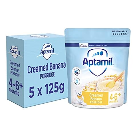 Aptamil Creamed Banana Porridge Baby Food Cereal, 4-6+ Months, 125g (Pack of 5) Cover