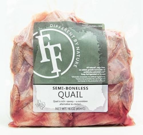 Fossil Farms, Semi-Boneless Quail, Frozen, 9 count of 4 oz each, 36 oz Case, Ideal for Stuffing, Quick-Searing, Perfect for Tasting Menus, Culinary Creativity