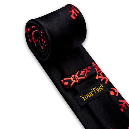 Image of YourTies Christmas Ties for Men Silk Red Xmas Snowflake Necktie Pocket Square CufflinksParty Holiday Festival New Year