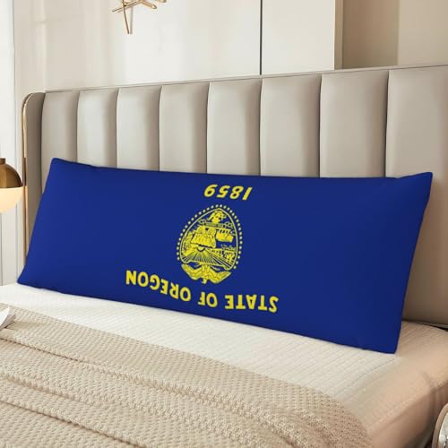 Housse de coussin de corps imprimée drapeau Oregon - Taie d'oreiller longue