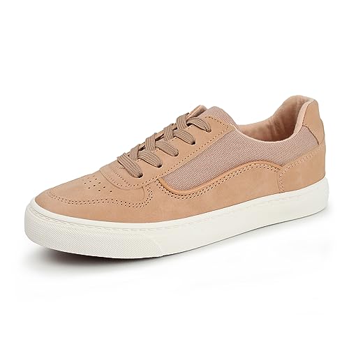 Hawkwell Kids' Boys Girls Lightweight Fashion Sneakers Low Top Casual School Walking Tennis Shoes,Tan Synthetic/Canvas,11 M US Little Kid