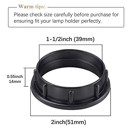 Image of DiCUNO E26 Lamp Shade Rings, Black Light Socket Shade Ring, Aluminum Lamp Retainer Replacement for Glass Light Fixture Porcelain Socket, Threaded Diameter 1-1 /2 Inch (39mm), 4-Pack