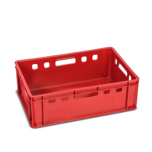 gardivo E2 Kisten Rot 5 Stück 60x40x20 Meischkiste, Metzgerkiste, Lagerkiste in rot, stapelbbar lebbensmittelecht robust fleischerkiste kunststoff Eurobox