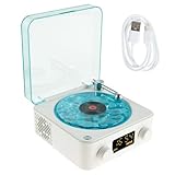 The Waves Vinyl Player, Portable Vintage Vinyl Speaker with Adjustable Lights and Time, Waves Vinyl Bluetooth Speaker Compatible with Bluetooth, TF, AUX Mode (White)