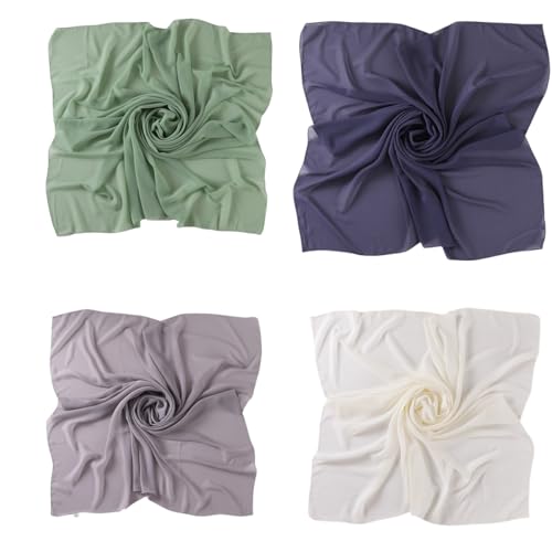 SYANKANGXIAO 4 Pieces 43Inch Square Scarf Shawls for Women Muslim Plain Wrap Hijab Head Scarf Turban