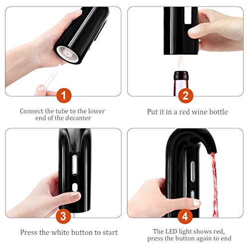 Electric Wine Aerator,Wine Dispenser,Aeration And Decanter Wine Pourer,Red White Wine Accessories,Wine Gift Set---Black #TOP1