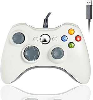 Hovlian Xbox 360 Wired Controller, USB xbox Controller PC Gamepad with Upgraded Joystick for Microsoft Xbox 360& Slim/PC Windows 10/8/7 (White)