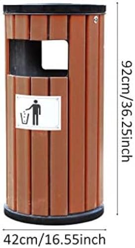 Large Outdoor Metal Trash Can with Ashtray - Round Waste Recycling & Compost Bin for Indoor/Outdoor Use, 15.76 x 36.25 Inch – Durable, Weather-Resistant Design