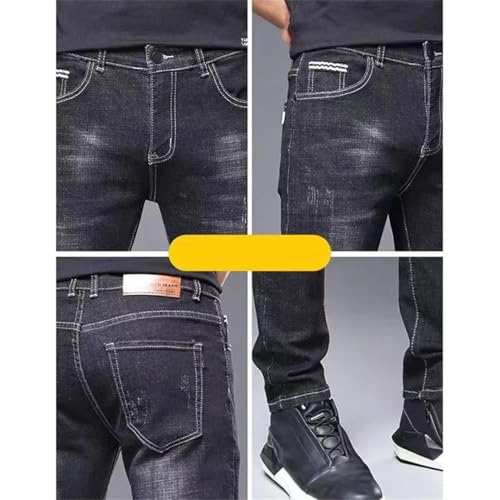 Men's Business Jeans Four Seasons Wear Pants Middle-Waist Leggings Denim Fabric Trousers2