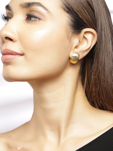 Image of Rubans Ribbed Dome Stud Earrings Trendy Stylish Gift for Women & Girls