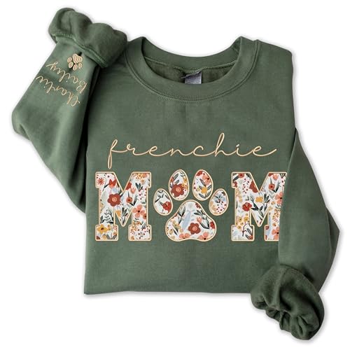 Custom Appliqué Dog Mom Sweatshirt with Kid Names on Sleeve, Dog Mama Sweater, Dog Grandma Gifts
