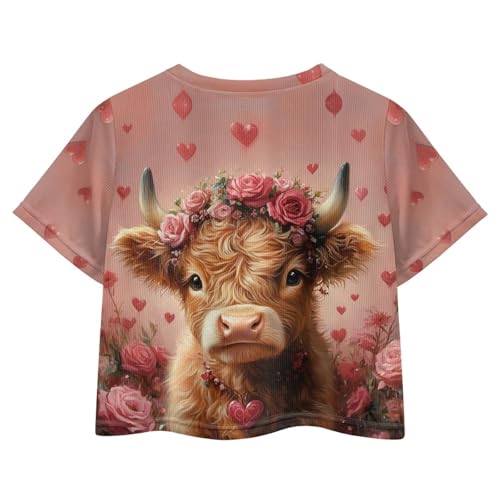 Image of Kids T Shirt Short Sleeve Crop Tops for Girls Summer Clothes Pullover Tees Shirt 5-14