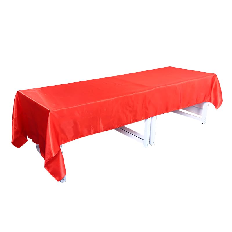 JIUERYY Tovaglia in Raso per Banchetto di Nozze Banchetto Evento Decorazione Battesimo, Rosso, 228x335CM
