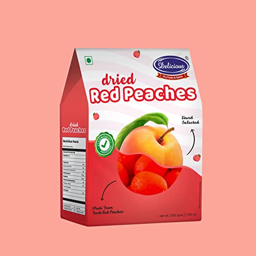 Delicious Dried Peaches Red 200G - 100% Natural & Organic Dried Red Peaches...