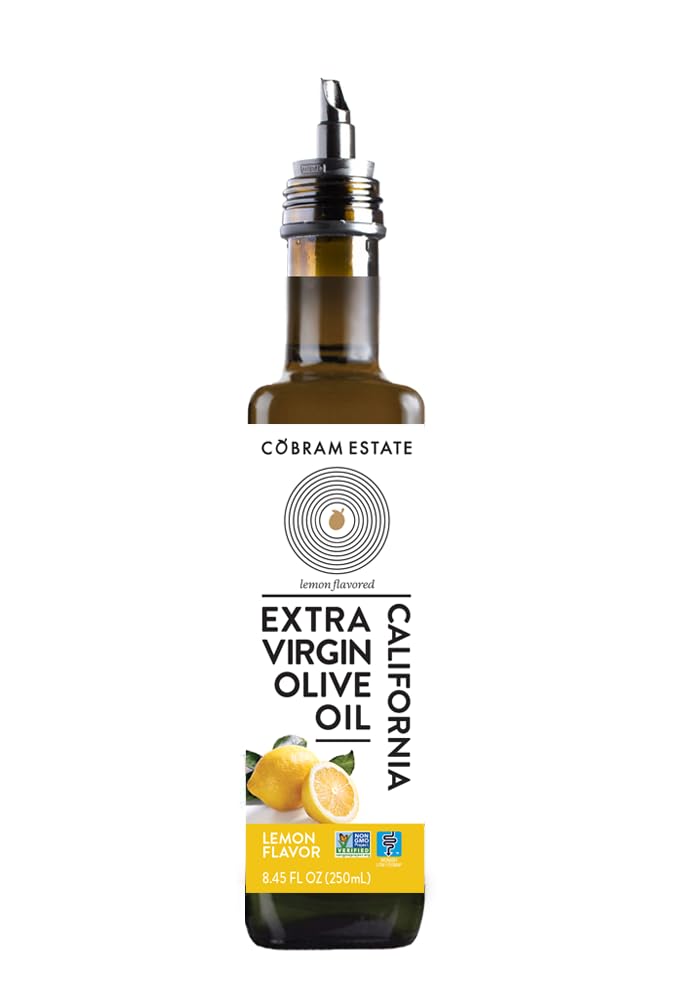 Image of Cobram Estate Lemon Artisan Collection Flavored Extra Virgin Olive Oil - Low-Fodmap Diet Friendly, First Cold Pressed 100% California Extra Virgin Olive Oil - Bright & Flavorful, Non-GMO (250mL)