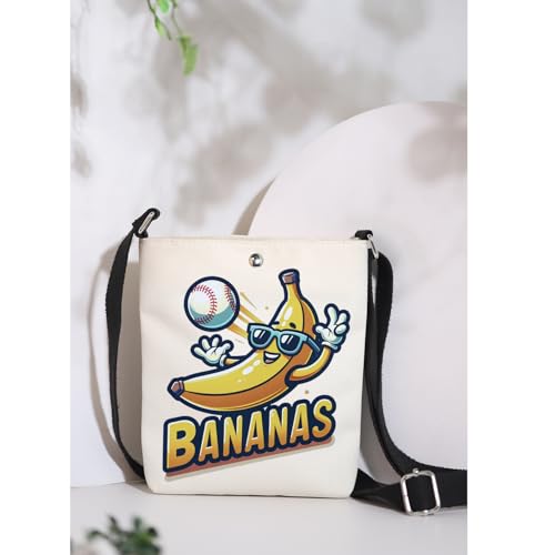 MAOFAED Let's Go Bananas Baseball Crossbody Bag, Sport Team Merch, Banana Playing Baseball (banana ball)3