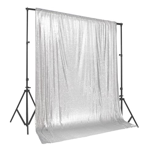 PartyDelight Silver Sequin Backdrop 10Ftx10Ft Photography Wedding Backdrop