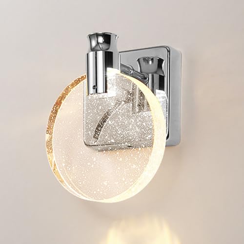 Aplique de pared de cristal, lámpara de pared LED, lámpara de pared de cristal de burbuja, lámpara de pared redonda posmoderna, apliques cableados de 5 W para sala de estar, dormitorio, mesita de noc