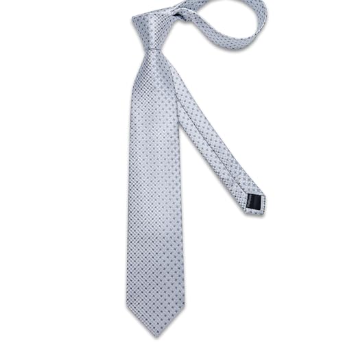 Image of DiBanGu Mens Silk Necktie Solid Color Tie and Pocket Square Cufflink Tie Clip Set Woven Plain Ties for Men Wedding Party