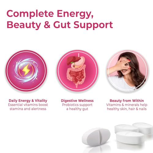 Image of Umanac Plus Women's Multivitamin | 100 Tablets | With Ginseng, Probiotics, Amla, Turmeric, Aloe Vera & Biotin | Daily Multivitamin for Energy, Immunity, Skin & Hair