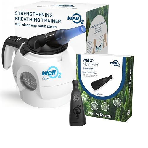 The Ultimate Breathing Package! WellO2 Steam Breathing Trainer + MyBreath Gen 2.0 Smart Mouthpiece Accessory with App