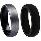 PAVOI Tungsten Rings for Men Wedding Engagement Band Brushed Black 8mm Size 8