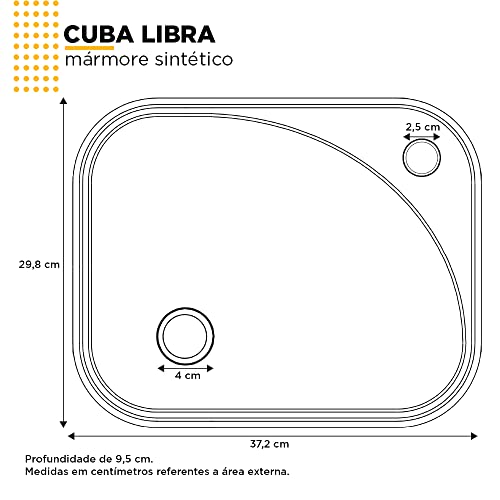 Cuba para Banheiro Libra Branca em Mármore Sintético - Cozimax