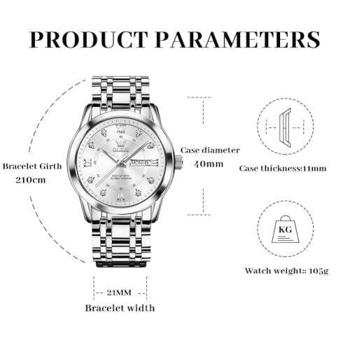 Image of OLEVS Watches for Men Business Diamond Easy Read Men's Wristwatch Analog Luxury Date Stainless Steel Waterproof Luminous Dress Mens Watches