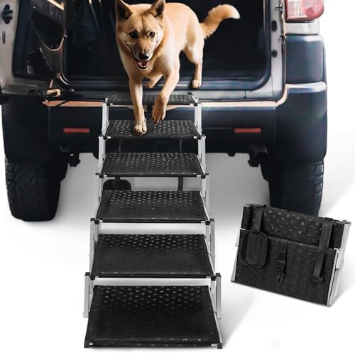 Dog Ramps for Large Dogs - Portable Dog Steps for Cars and SUV, Truck, Lightweight Non-Slip Dog Stairs Support Up to 200 Lbs