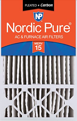 Image of Nordic Pure 16x25x5 Pleated MERV 15 Plus Carbon Air Filter 1 Pack | Actual Size: 15 3 /4 x 24 3 /4 x 4 3 /8 Honeywell Replacement Made in USA, Pro Strength Filtration, Pet & Odor Control