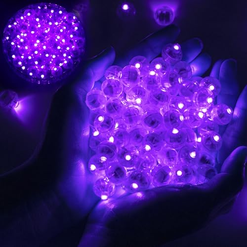 Image of 200pcs Balloon Lights Warm White Mini LED Lights Round Long Standby Time Multicolor Ball Lamps Paper Lantern for Easter Birthday Party Christmas Halloween Decoration Purple