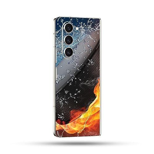 Image of MightySkins Skin Compatible with Samsung Galaxy Z Fold 5 Full Wrap - Hockey Fire | Protective, Durable, and Unique Vinyl Decal wrap Cover | Easy to Apply, Remove, and Change Styles | Made in The USA